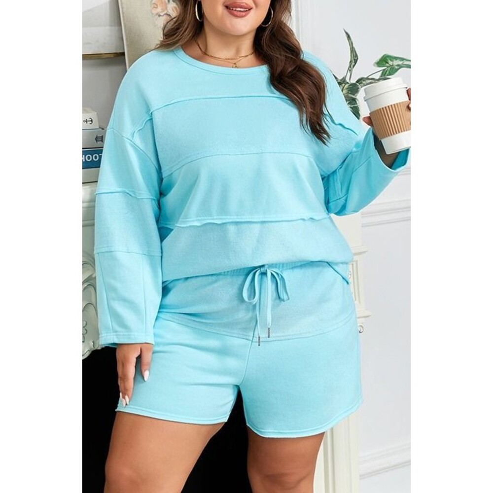 New Size 1X Boutique Juniper BLVD Solid Pullover Top and Short Set